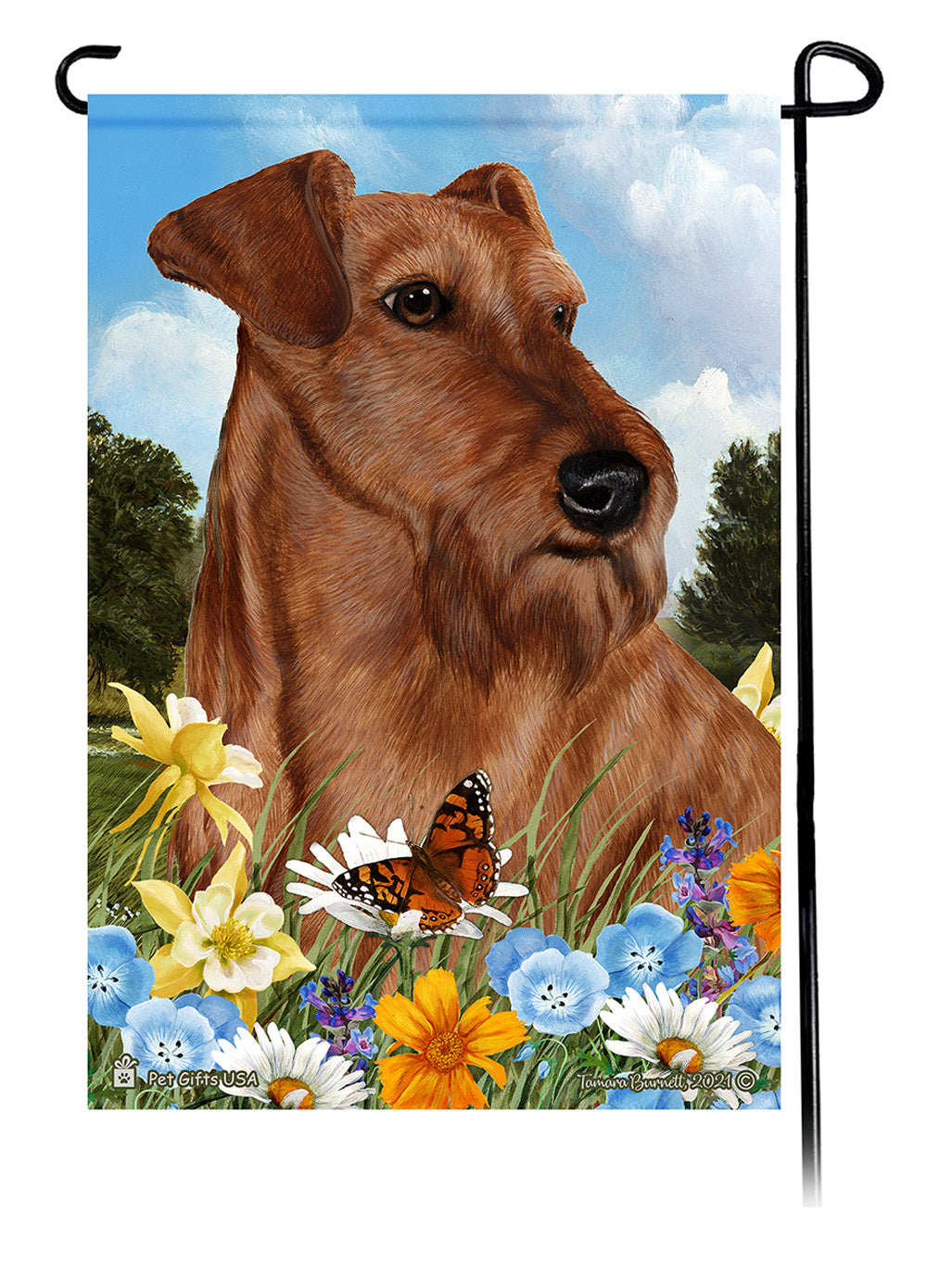 Irish Terrier Summer Flowers Garden Flags