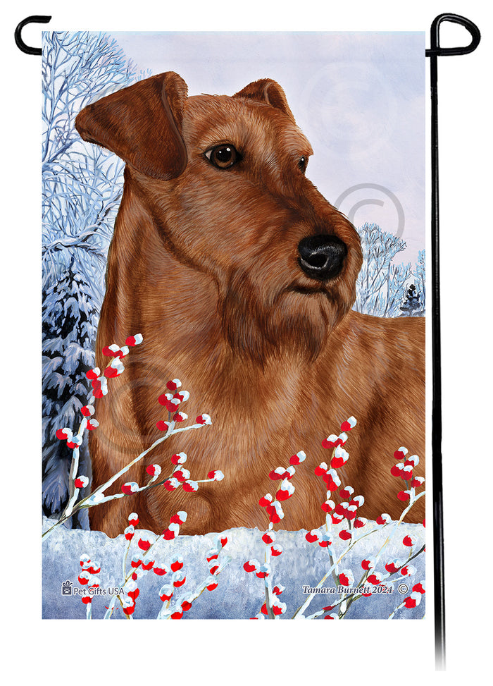 Irish Terrier Winterberries Garden Flags