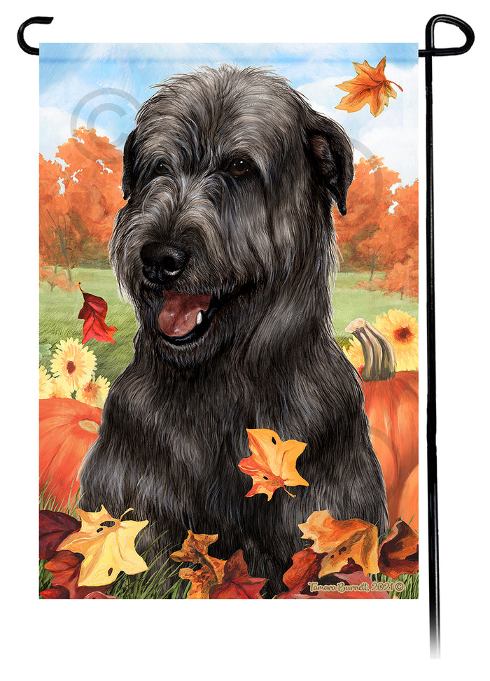 Irish Wolfhound Falling Leaves Garden Flags