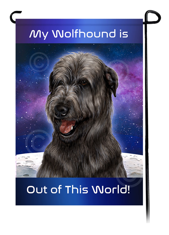 Irish Wolfhound Out Of This World Garden Flags