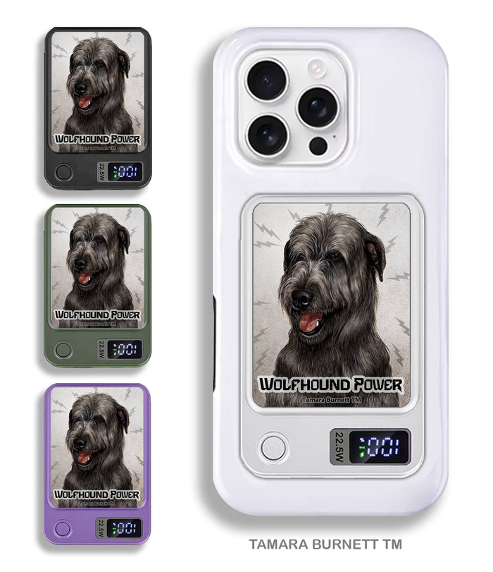Irish Wolfhound Black Phone Bank Wireless Charger