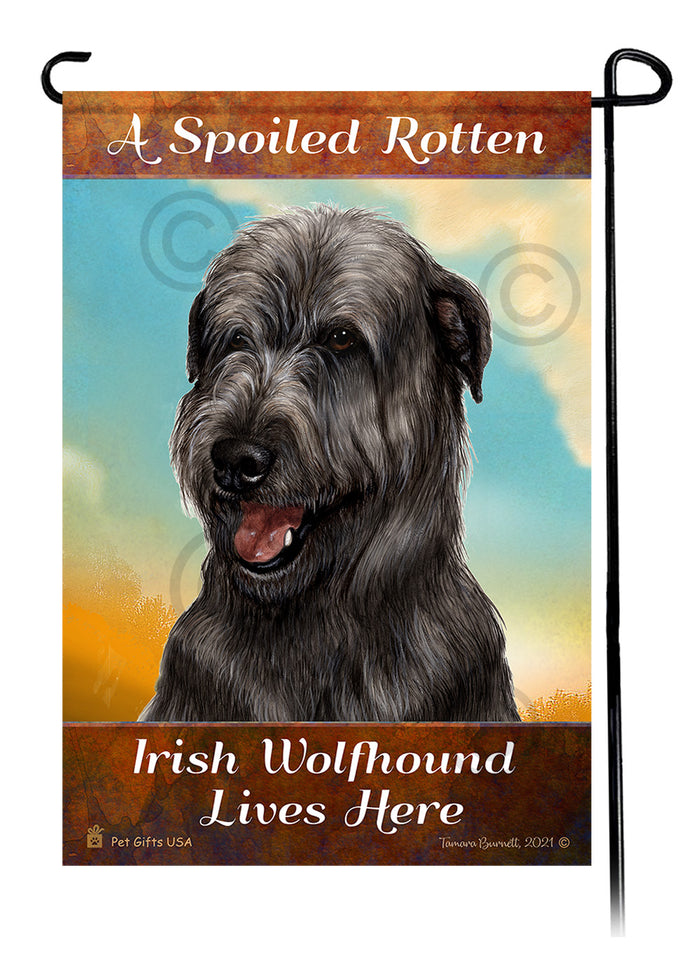 Irish Wolfhound Spoiled Rotten Garden Flags