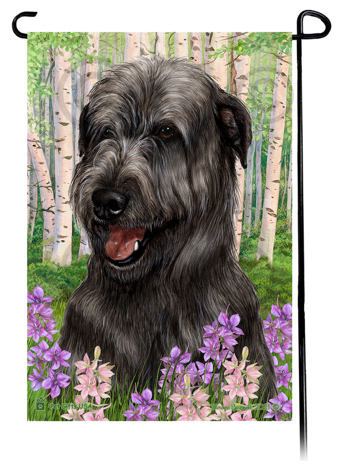 Irish Wolfhound Spring Flowers Garden Flags