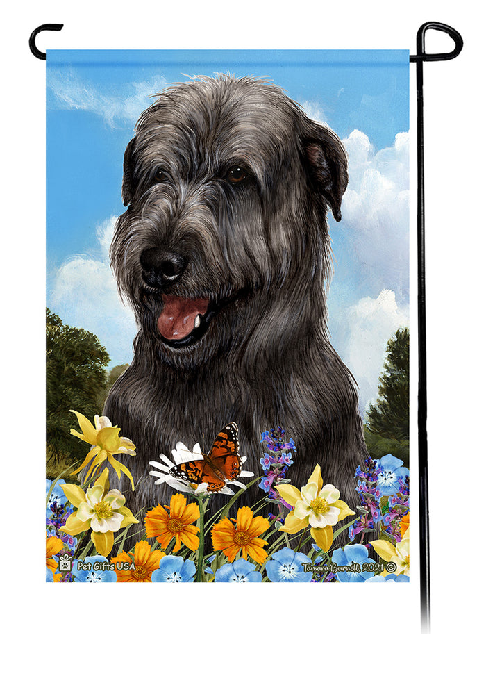 Irish Wolfhound Summer Flowers Garden Flags