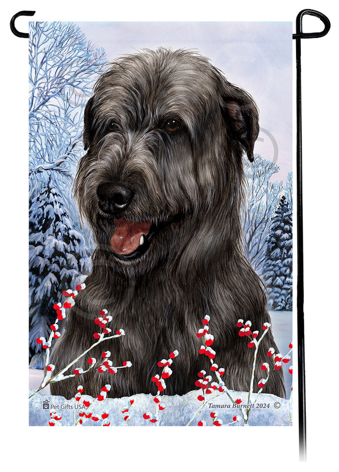 Irish Wolfhound Winterberries Garden Flags