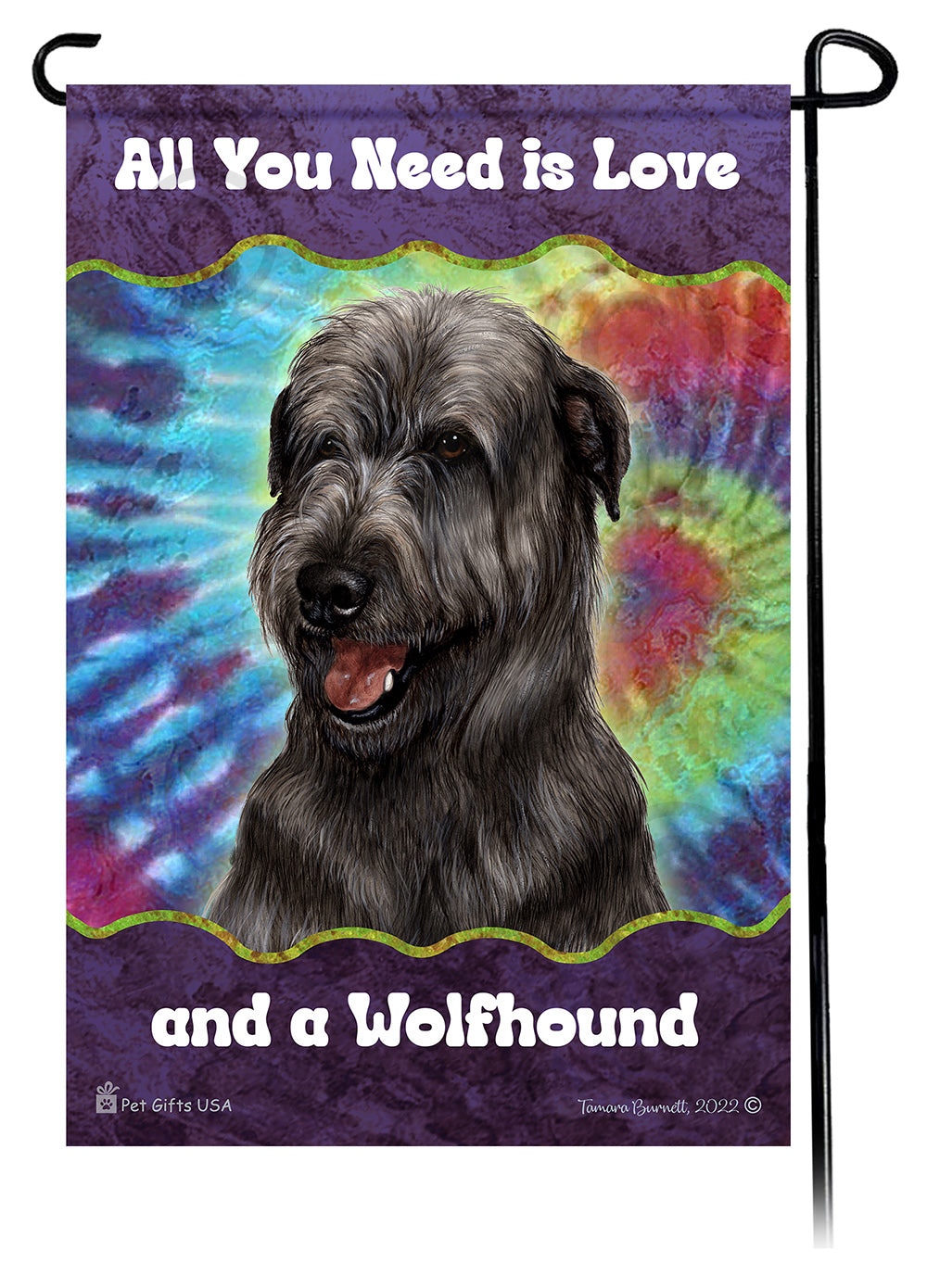 Irish Wolfhound All You Need Is Love Garden Flags
