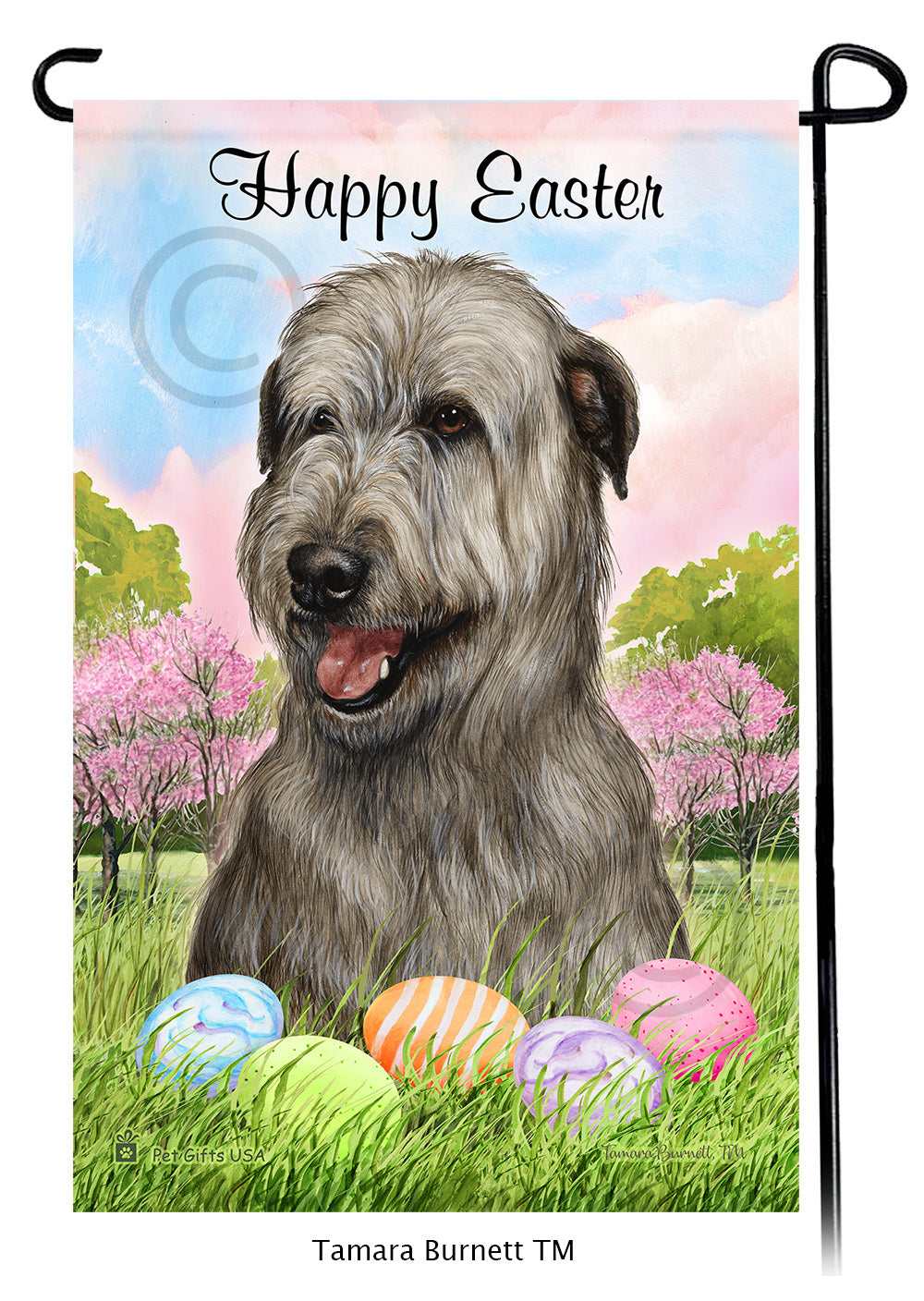 Irish Wolfhound Happy Easter - Garden Flag