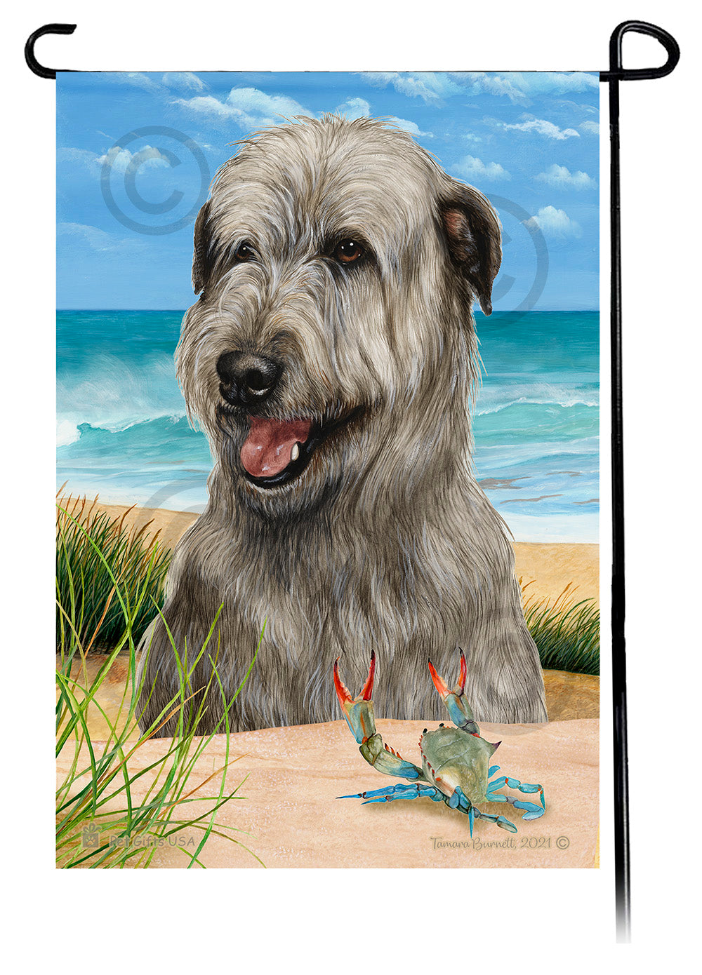 Irish Wolfhound Summer Flowers Garden Flag