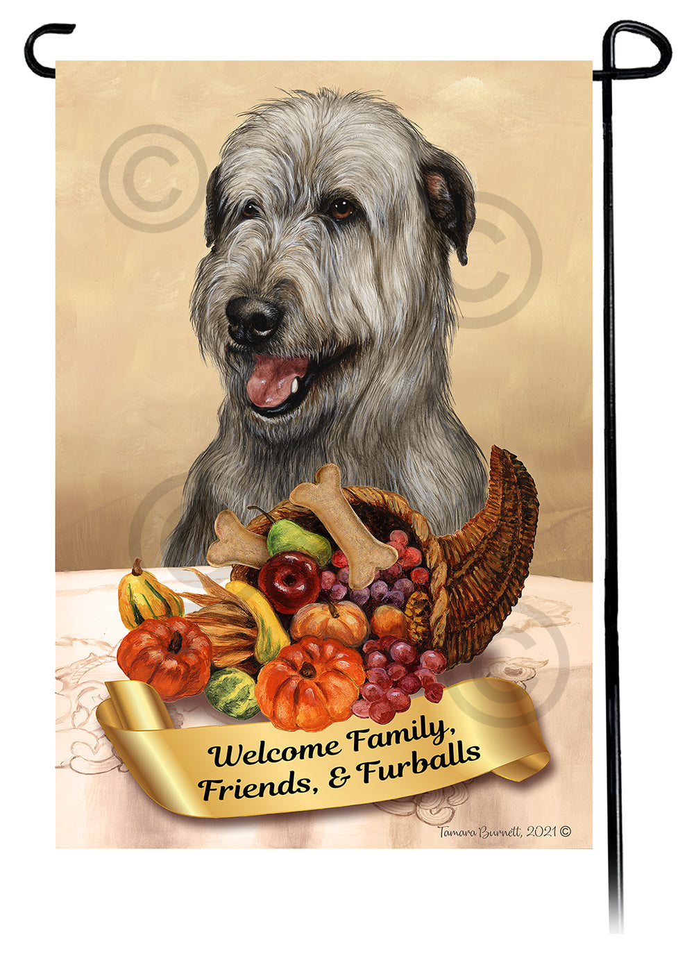 Irish Wolfhound Thanksgiving - Garden Flag