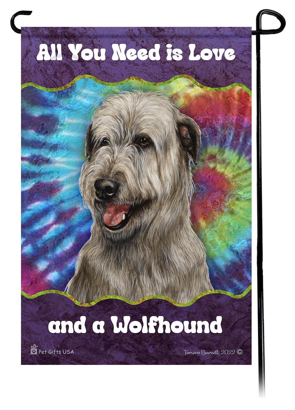 Irish Wolfhound All You Need Is Love Garden Flag