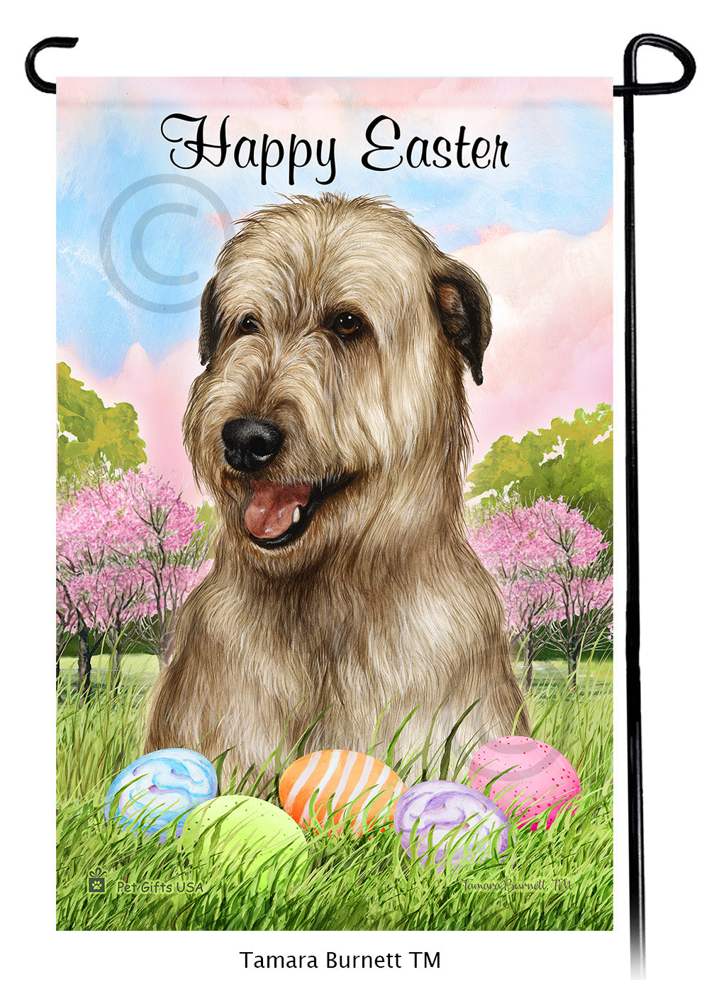 Irish Wolfhound Happy Easter - Garden Flag