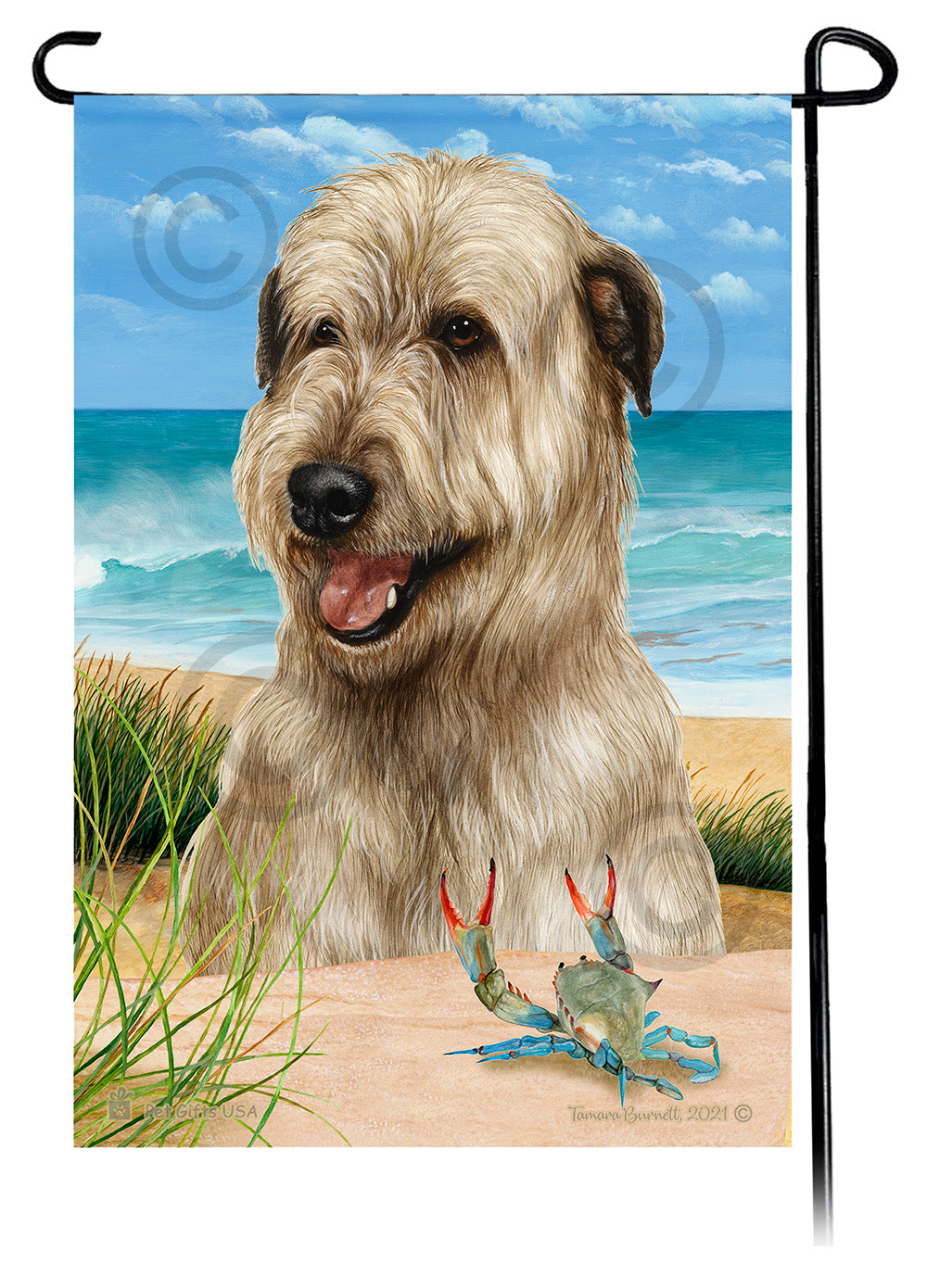 Irish Wolfhound Summer Flowers Garden Flag