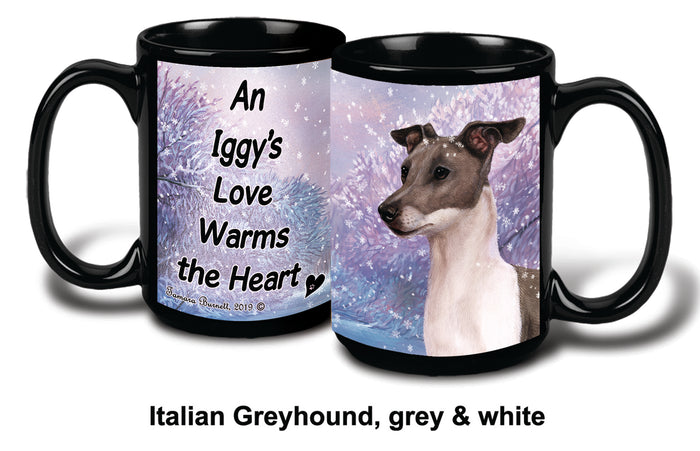 Italian Greyhound Blue/White Winter Mug 15 oz