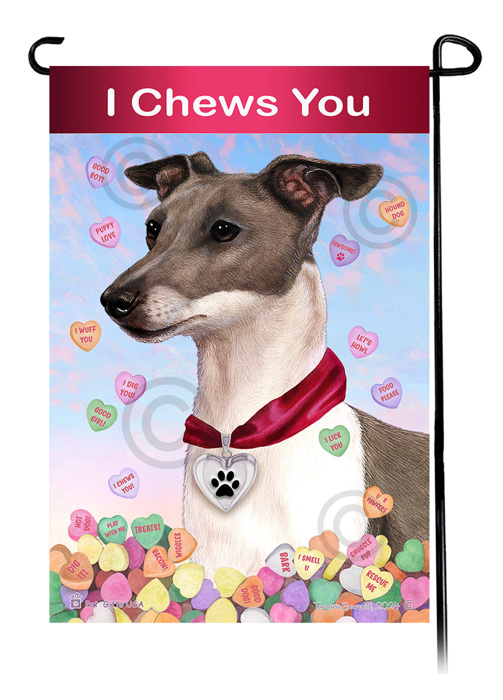 Italian Greyhound Valentine Sweetheart - Garden Flag