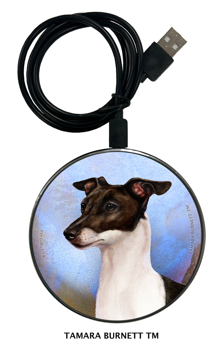 Italian Greyhound Black and White Zoomies Wireless Charger