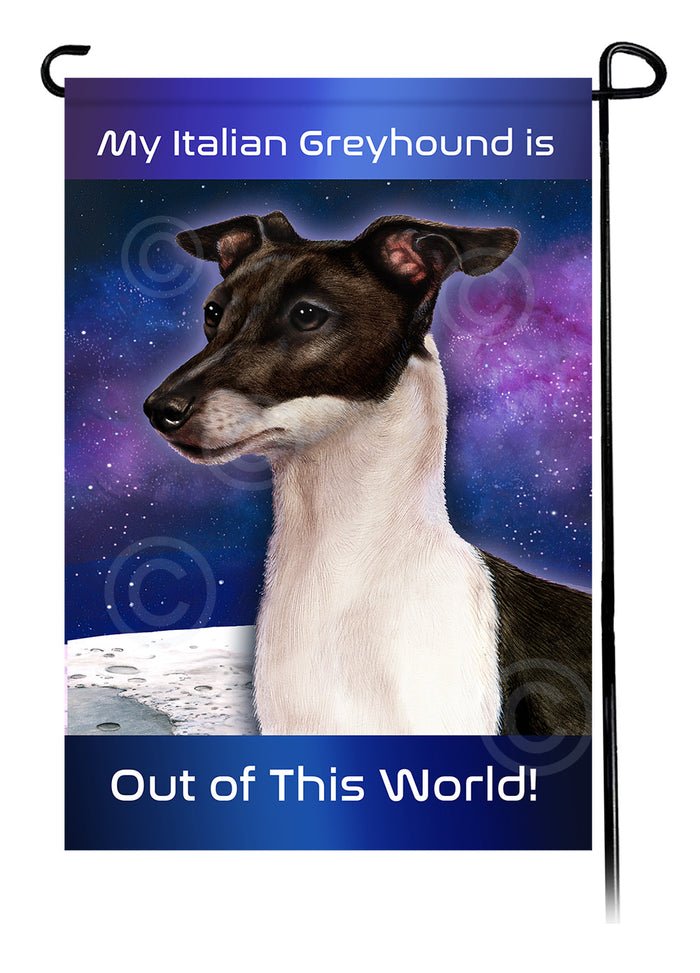 Italian Greyhound Out Of This World Garden Flags