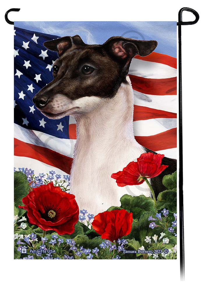 Italian Greyhound Patriotic Flowers Garden Flags