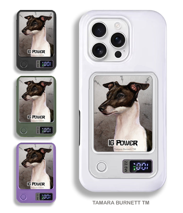 Italian Greyhound Black and White Phone Bank Wireless Charger