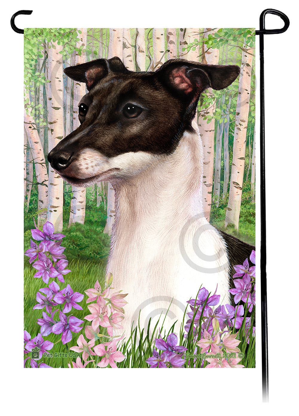 Italian Greyhound Spring Flowers Garden Flags