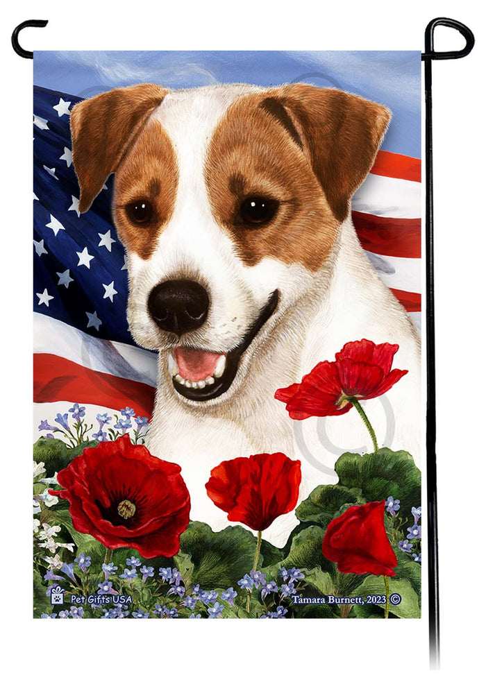 Jack Russell Terrier Patriotic Flowers Garden Flags