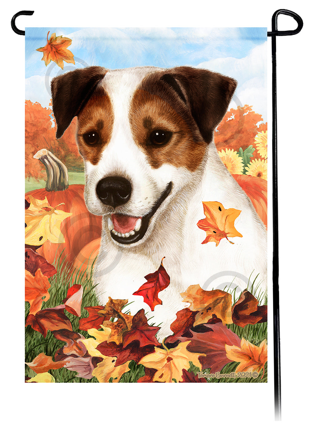 Jack Russell Terrier Falling Leaves - Garden Flag