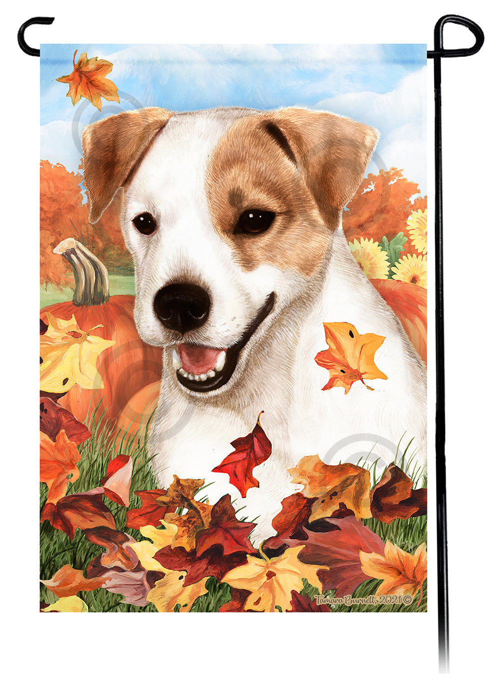 Jack Russell Terrier Falling Leaves - Garden Flag