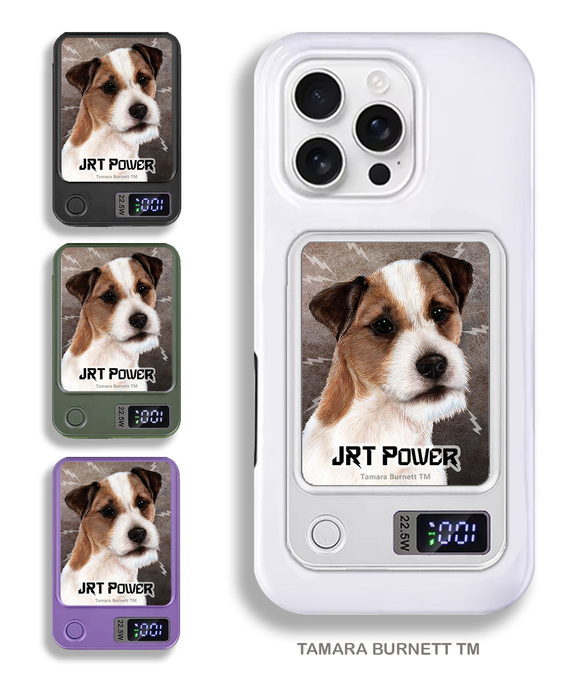 Wire-Haired Jack Russell Terrier Tri-Color Phone Bank Wireless Charger