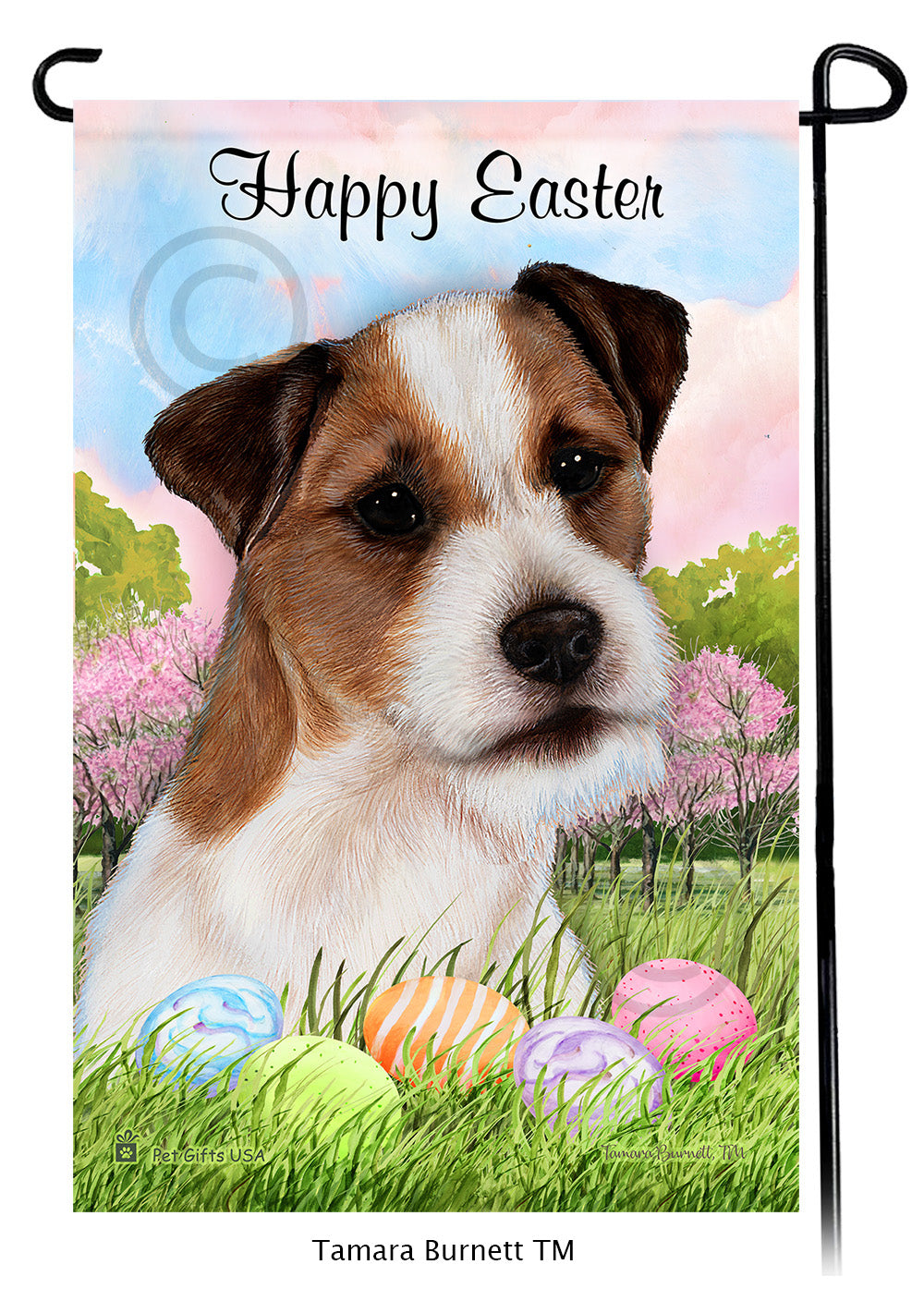 Jack Russell Terrier Happy Easter - Garden Flag