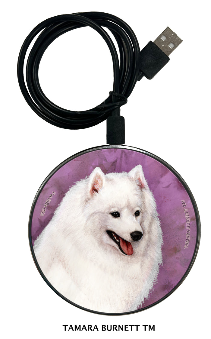 Japanese Spitz White Zoomies Wireless Charger