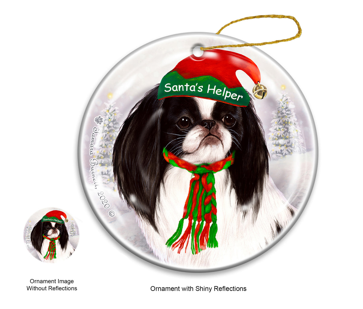Japanese Chin - Santa's Helper Ornament
