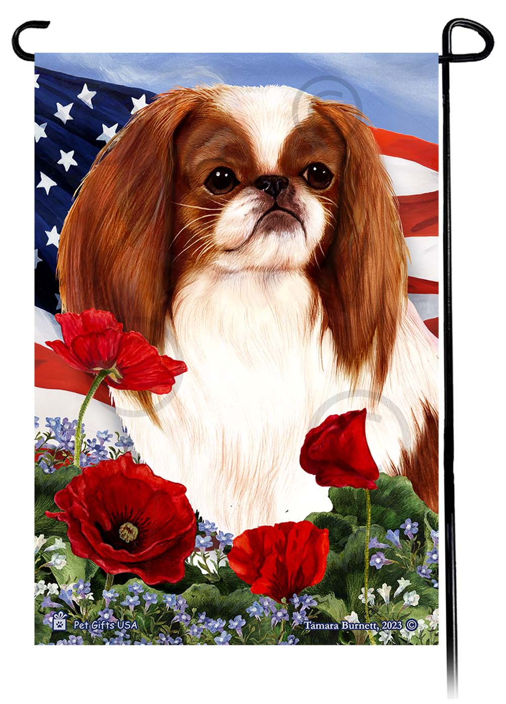 Japanese Chin Patriotic Flowers - Garden Flag