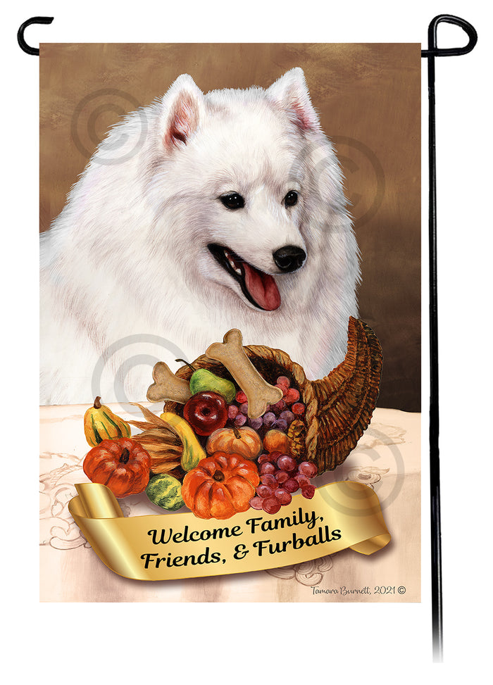 Japanese Spitz Thanksgiving Garden Flags