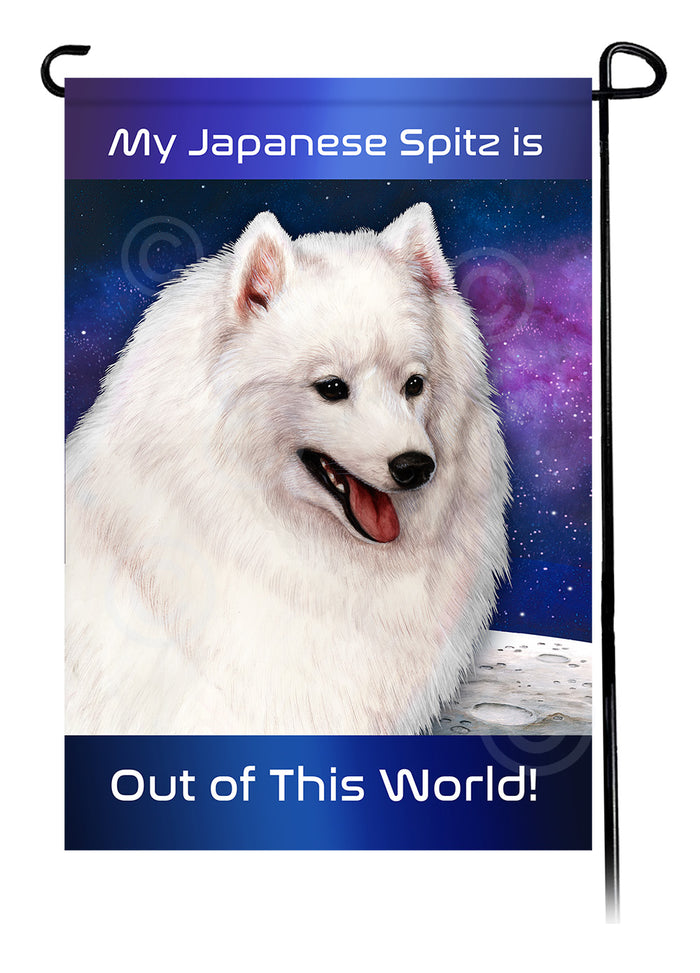 Japanese Spitz Out Of This World Garden Flags