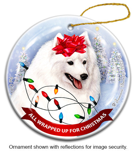 Japanese Spitz White All Wrapped Up Ornament