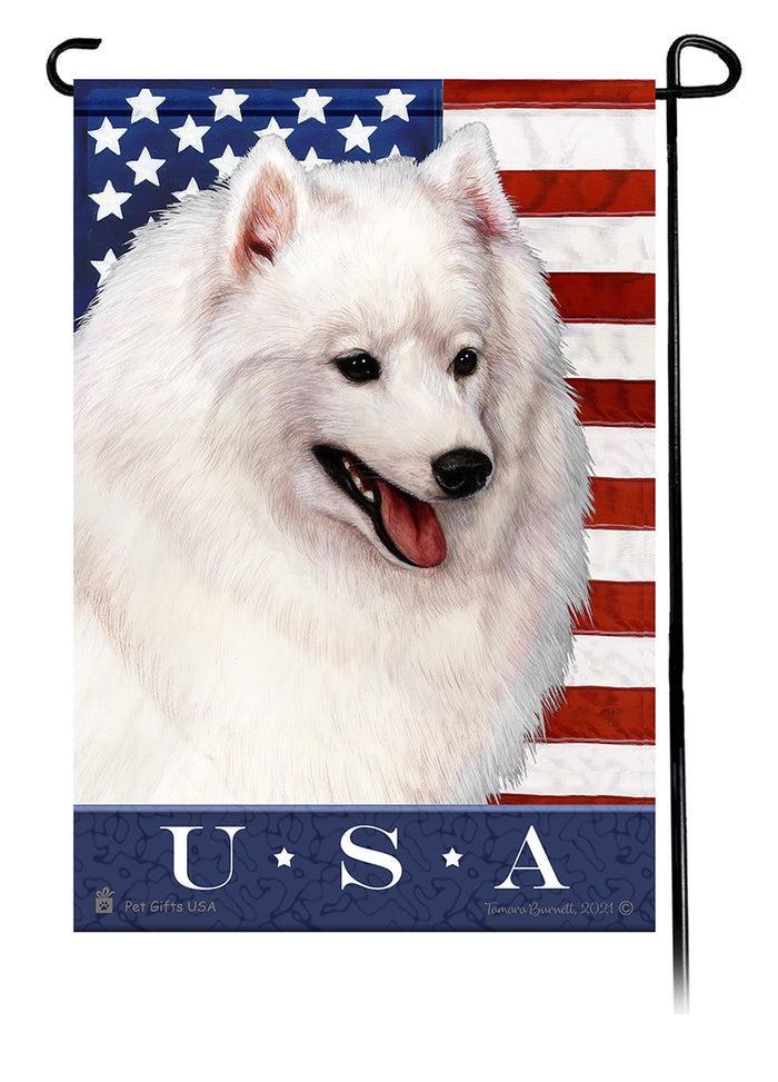 Japanese Spitz True Blue Garden Flags