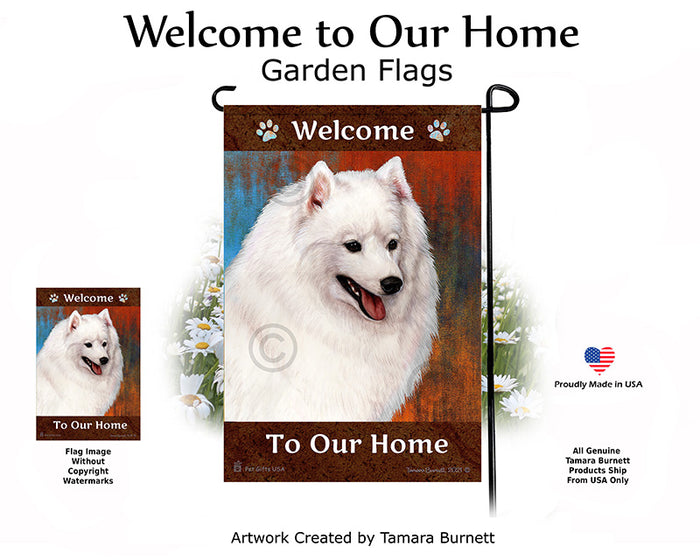 Japanese Spitz Welcome To Our Home Garden Flags