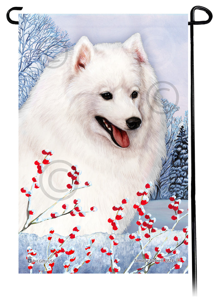 Japanese Spitz Winterberries Garden Flags