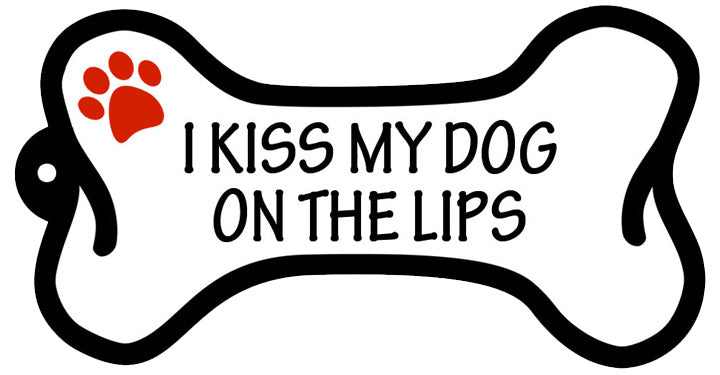 I Kiss My Dog On The Lips - Bone Keychain