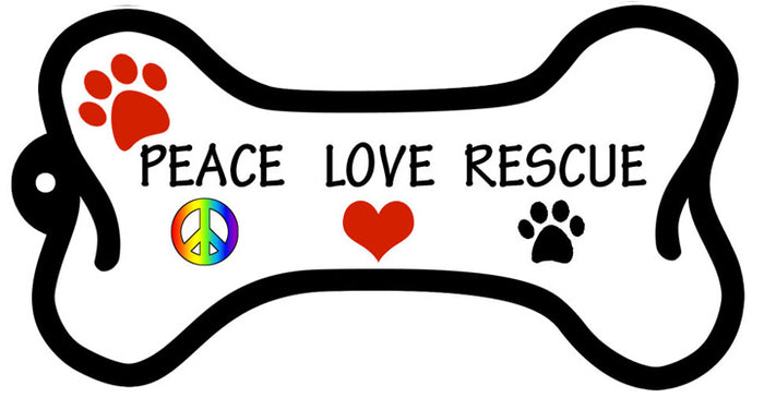 Peace, Love, Rescue - Bone Keychain