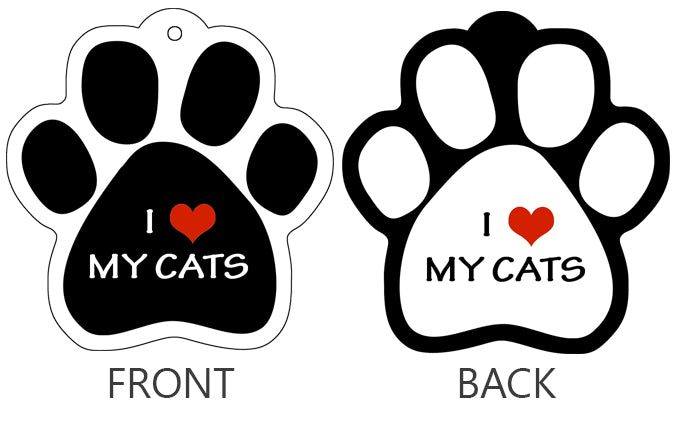 I (HEART) My Cats - Paw Keychain