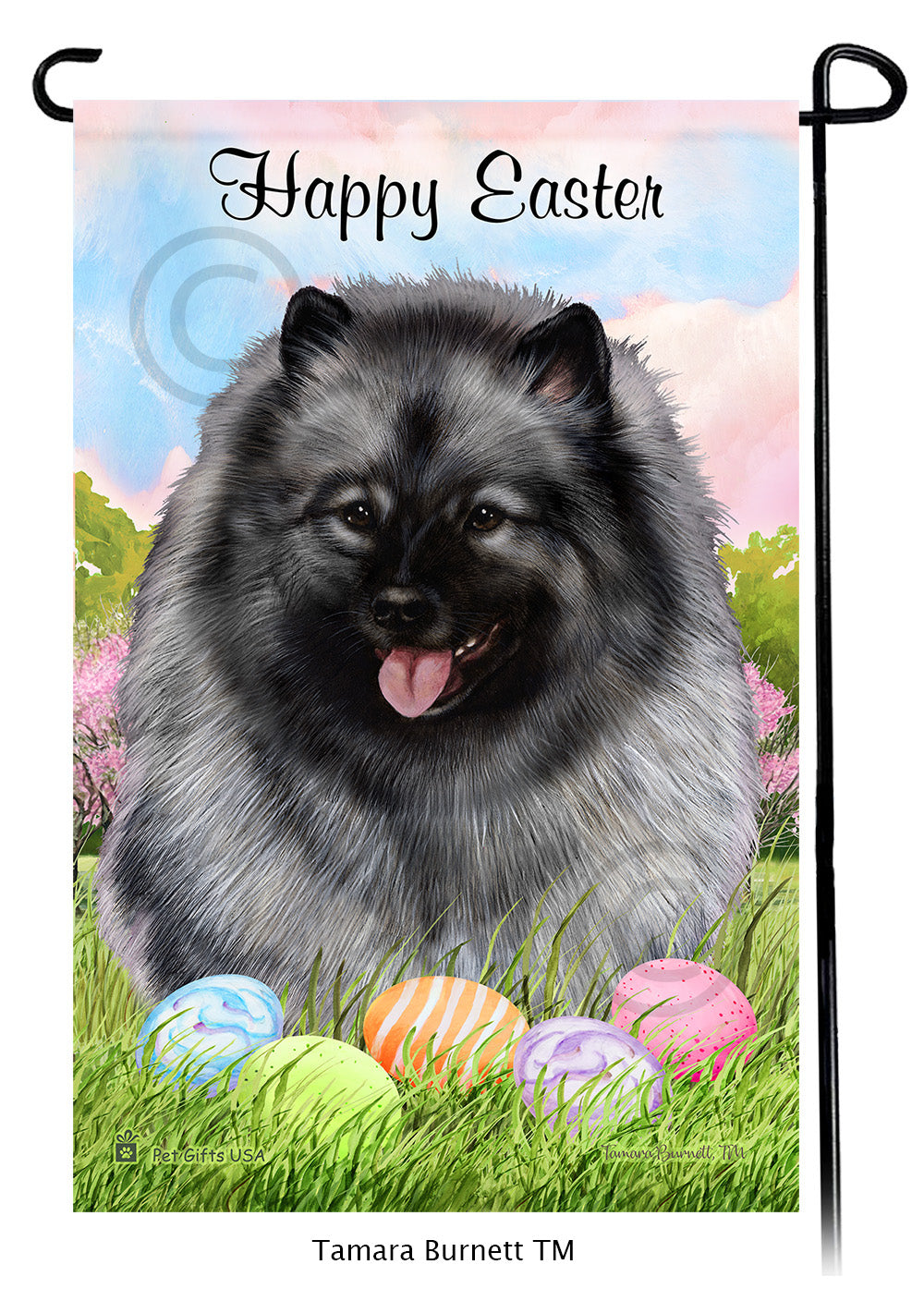 Keeshond Happy Easter Garden Flags