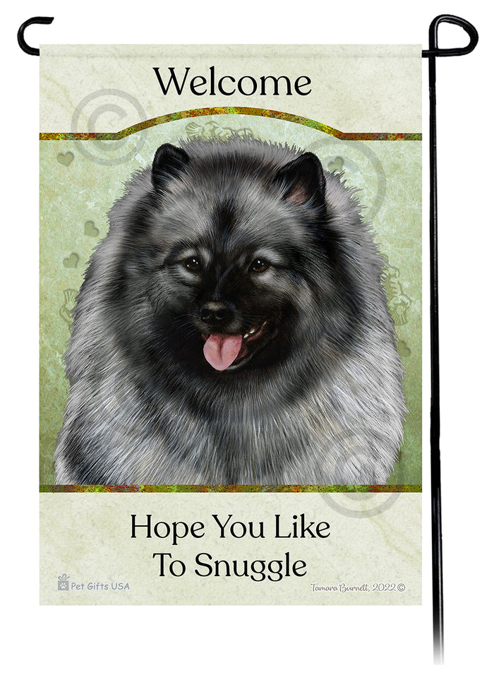 Keeshond Hope You Like To Snuggle Garden Flags