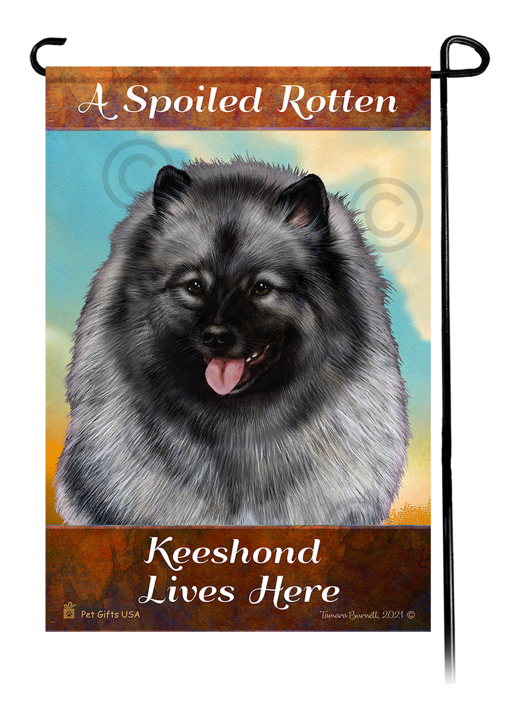 Keeshond Spoiled Rotten Garden Flags