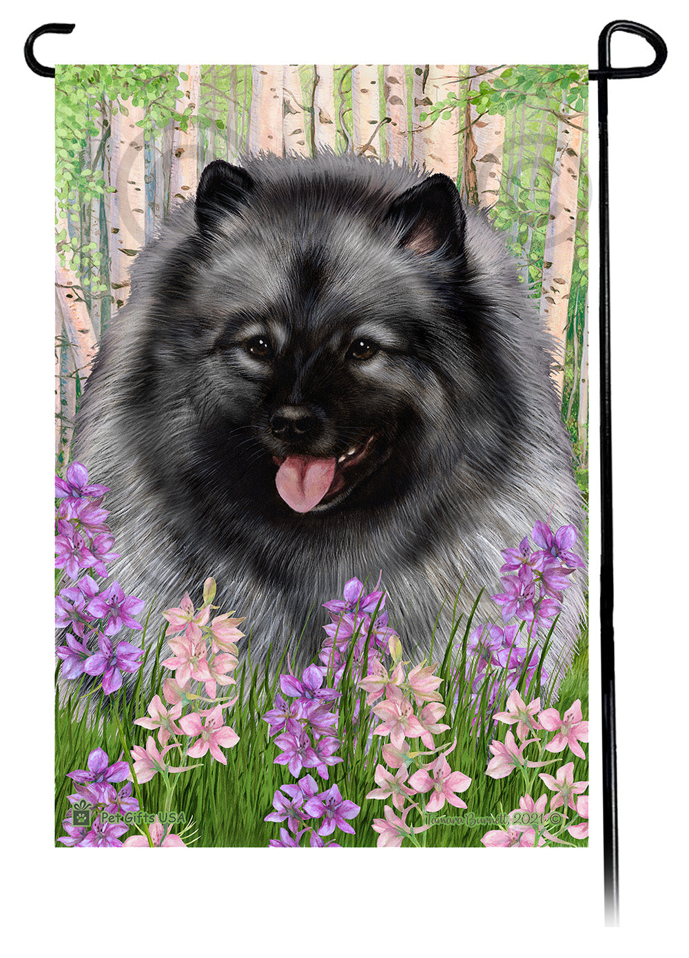 Keeshond Spring Flowers Garden Flags