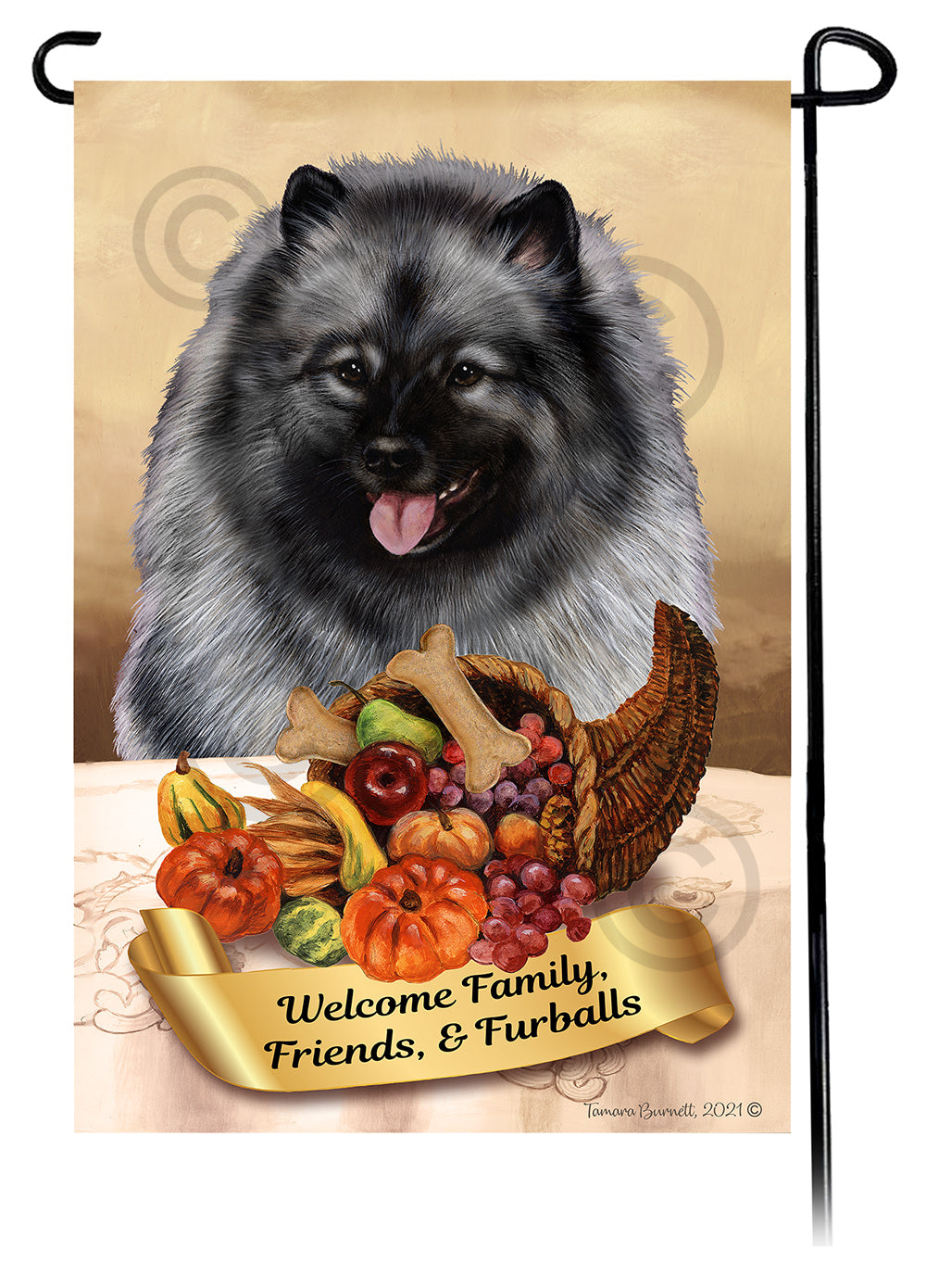 Keeshond Thanksgiving Garden Flags
