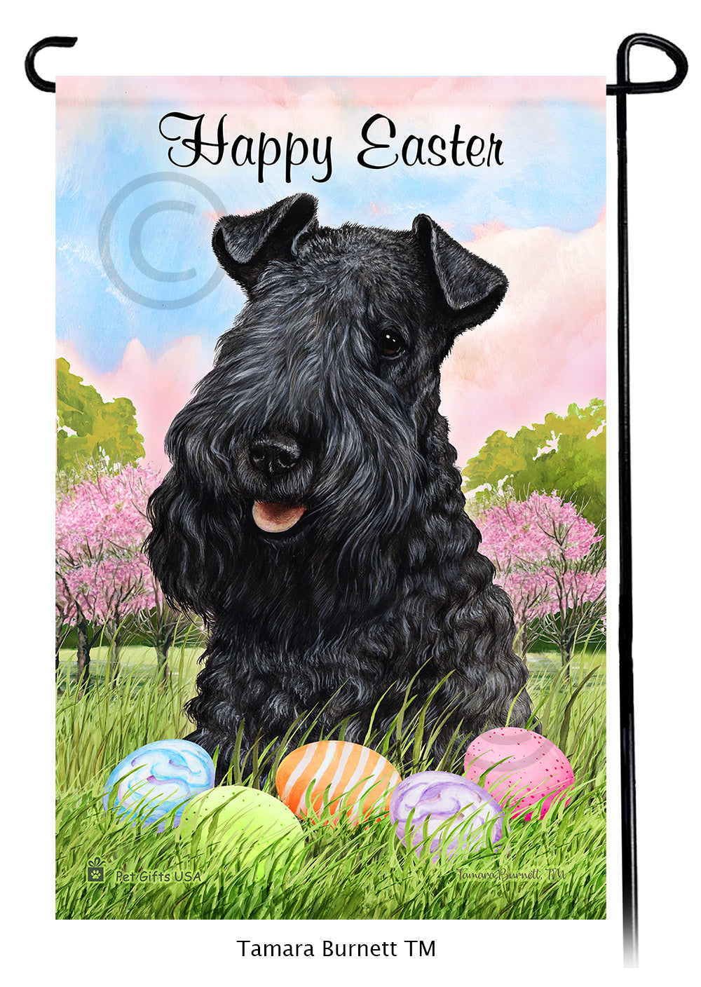 Kerry Blue Terrier Happy Easter Garden Flags