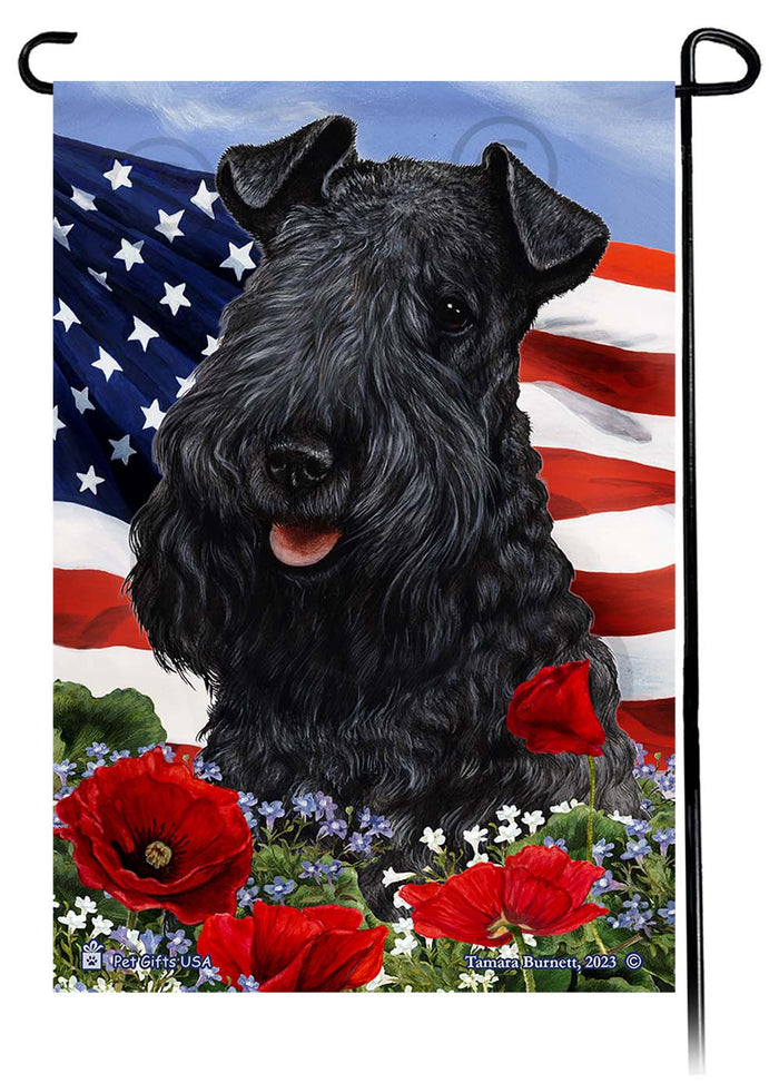 Kerry Blue Terrier Patriotic Flowers Garden Flags