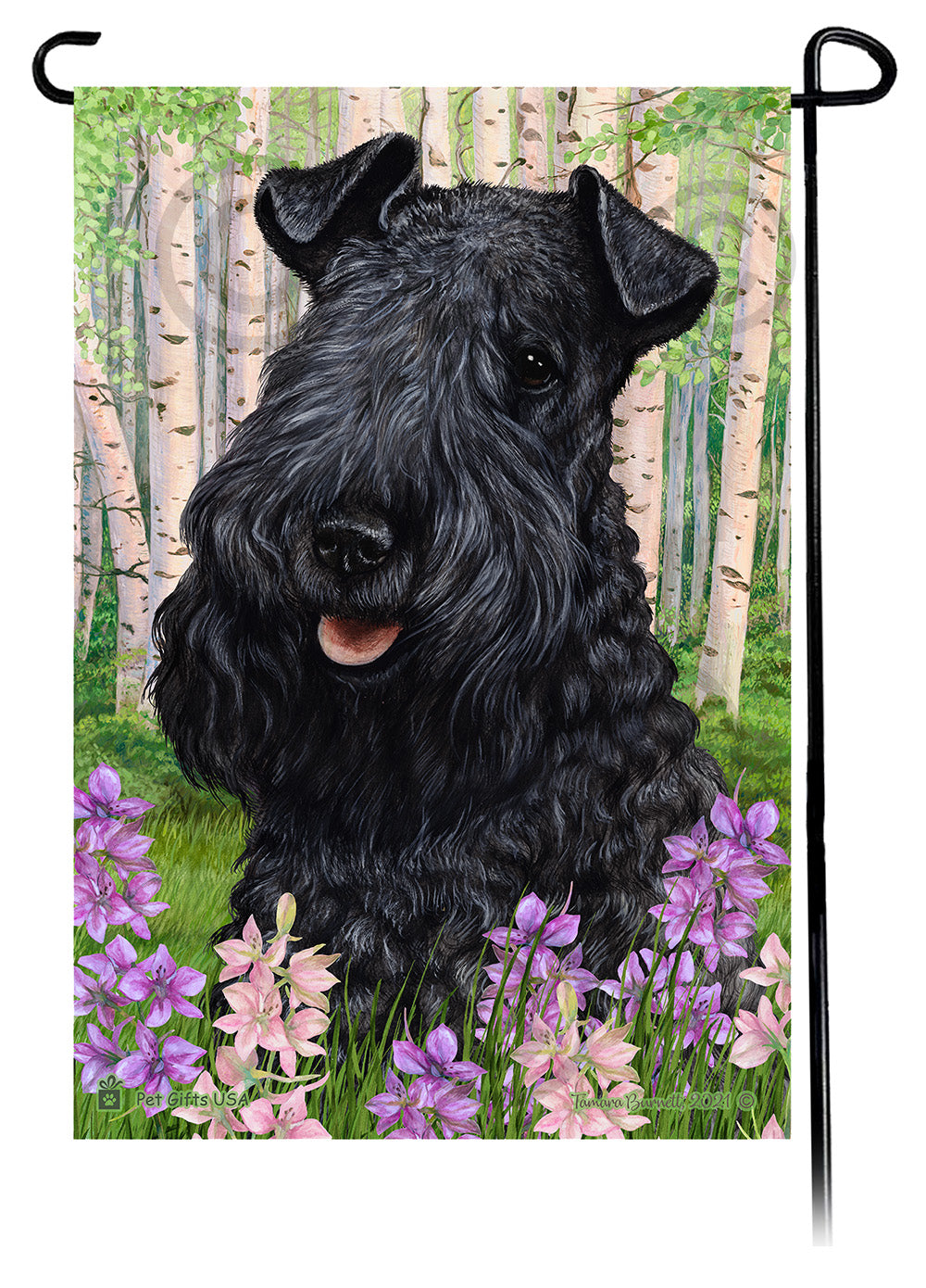 Kerry Blue Terrier Spring Flowers Garden Flags