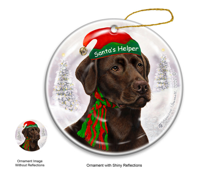 Labrador Chocolate - Santa's Helper Ornament