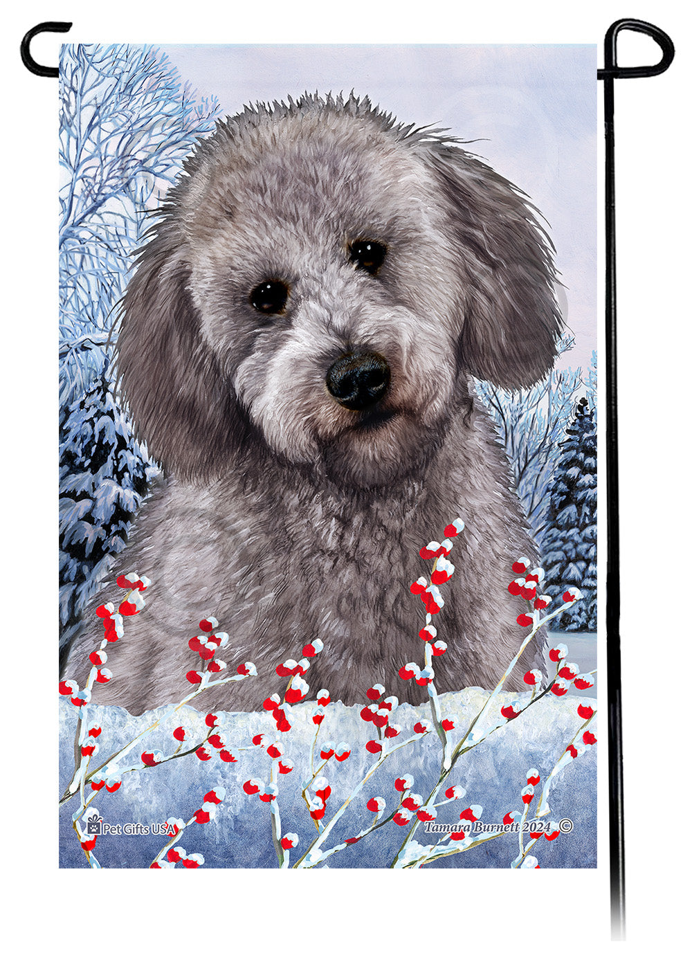 Labradoodle Winterberries - Garden Flag
